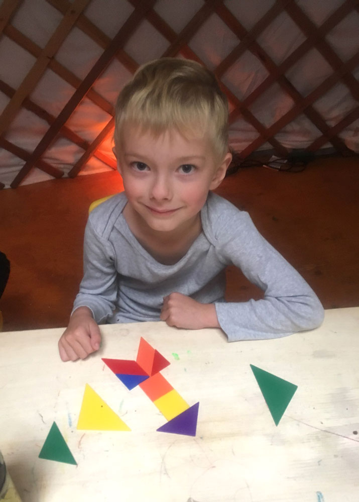 boy doing an art project